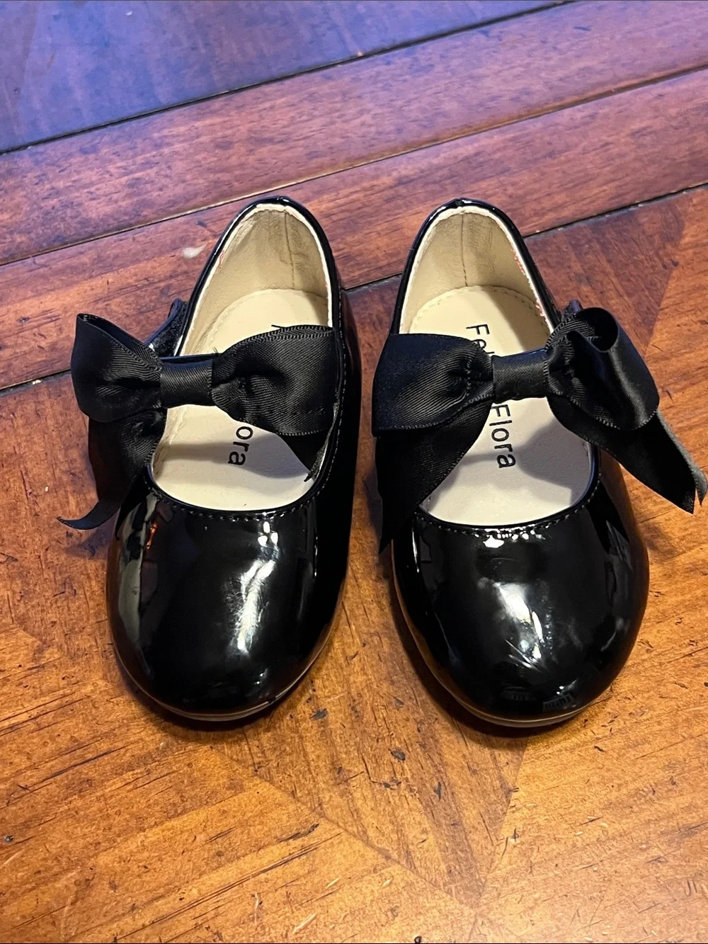 Little Girls' Black Patent Bow Dress Shoes - Classic Mary Jane Style